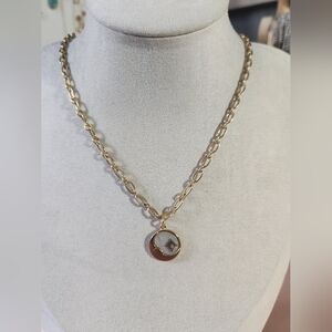 Gold Mother Of Pearl Crescent Necklace
